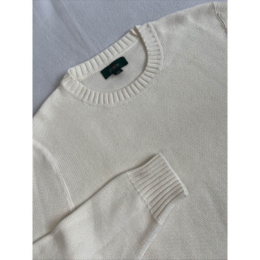 J Crew Sweater Mens M Ivory Reverse Jersey Knit Crewneck Heritage Oarsman